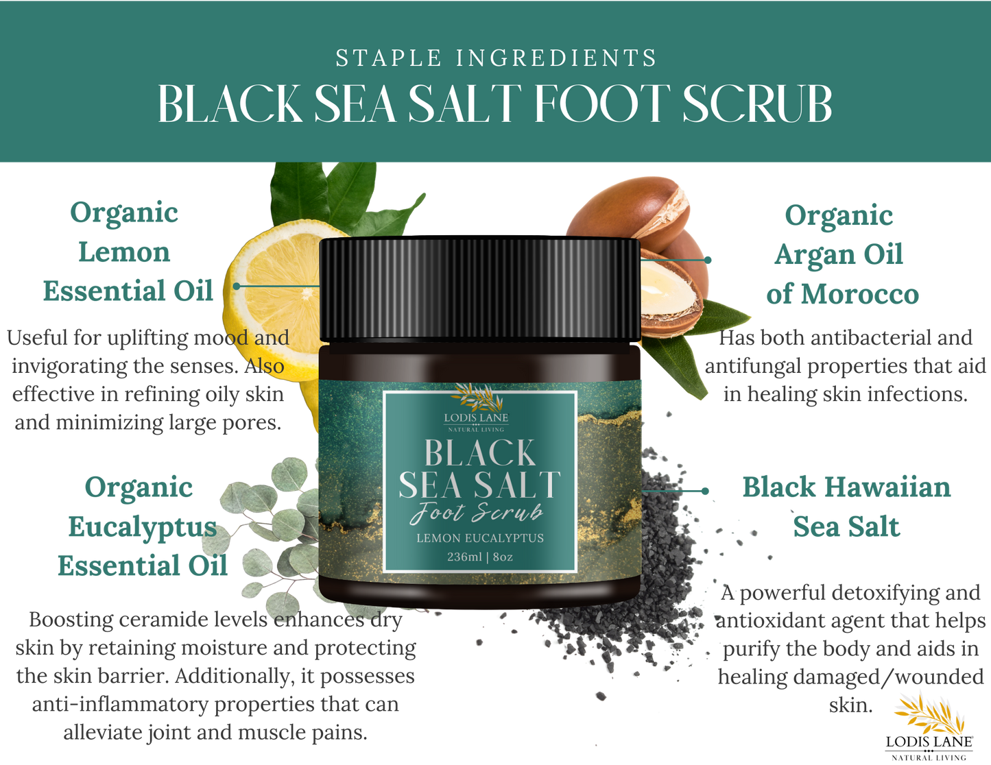 Lemon Eucalyptus Black Sea Salt Foot Scrub