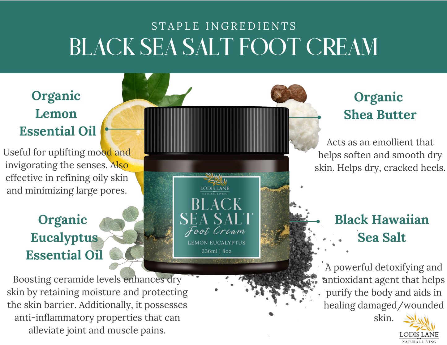 Lemon Eucalyptus Black Sea Salt Foot Cream