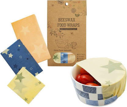 Beeswax Food Wraps. Pack of 3 Assorted Organic Bee Wax Wrapping Papers