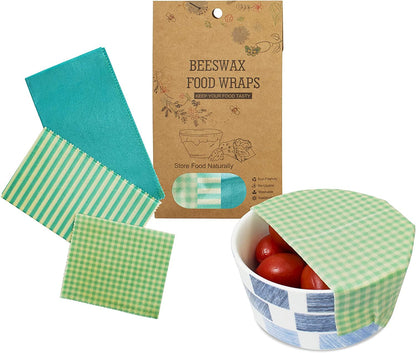 Beeswax Food Wraps. Pack of 3 Assorted Organic Bee Wax Wrapping Papers