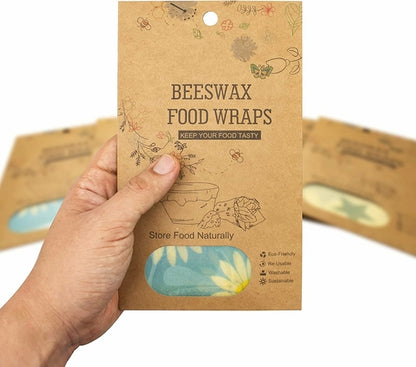 Beeswax Food Wraps. Pack of 3 Assorted Organic Bee Wax Wrapping Papers